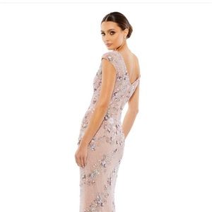 Ma Duggal embellished, V-neck,  butterfly sleeve gown